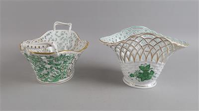 Ovaler Henkelkorb, Korbschale, Herend, - Decorative Porcelain and Silverware