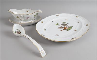 Herend - 1 ovale Platte, 1 Sauciere, 1 Raviere, 1 Schöpfer, - Antiquariato