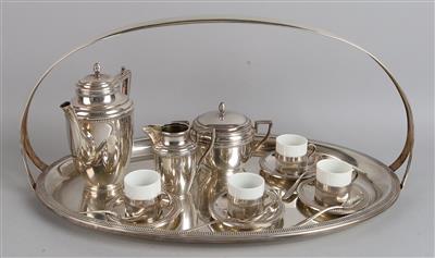 Floreat Alpacca - Mokkagarnitur für 4 Personen, - Decorative Porcelain and Silverware