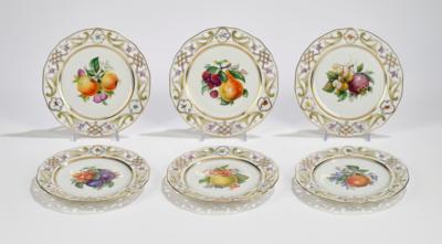 6 exklusive Dessertteller, Augarten, Wien, um 1980, - Decorative Porcelain & Silverware