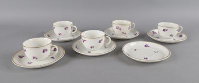 Augarten - 5 Mokkatassen mit 6 Untertassen, - Decorative Porcelain and Silverware