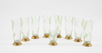 8 Wassergläser, 1 Schnapsglas, Frankreich um 1900, - Antiquariato