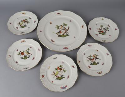 Herend - 5 Dessertteller Dm. 19 cm, 1 runde Platte, - Decorative Porcelain & Silverware