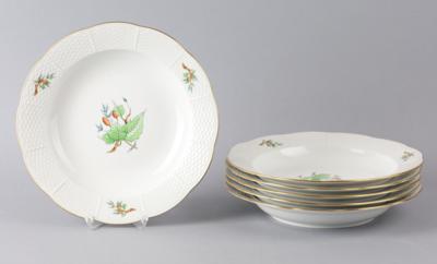 Herend - 6 Suppenteller Dm. 24,7 cm, - Decorative Porcelain & Silverware