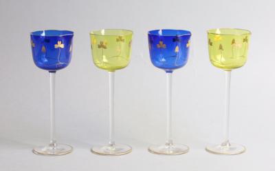 Vier Weingläser mit vergoldetem Kleeblattdekor, um 1900/15 - A Tavola! Antiquariato