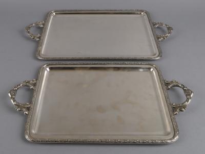 2 rechteckige Serviertabletts, 20. Jh., - Decorative Porcelain and Silverware