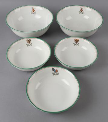 Augarten - 3 Schüsseln Dm. 17 cm, 2 Schüsseln Dm. 21,5 cm, - Decorative Porcelain & Silverware