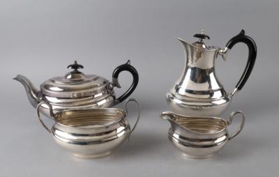 Viners of Sheffield - 4-teilige Kaffee und Teegarnitur, - Decorative Porcelain and Silverware
