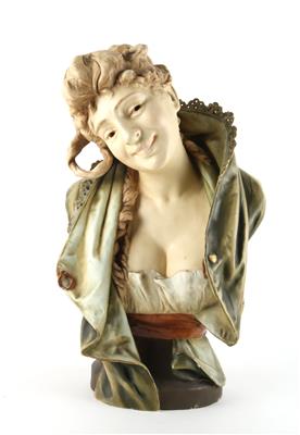 Ernst Wahliss, female bust, Turn-Vienna, c., 1900, - Jugendstil and 20th Century Arts and Crafts