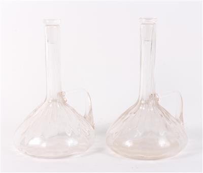 Pair of Bakalowits "Meteor" carafes, pattern designed by Kolo Moser c. 1900, - Jugendstil and 20th Century Arts and Crafts