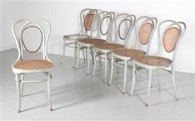 Six chairs, no. 33, executed by J. & J. Kohn, Vienna, before 1916, - Jugendstil and 20th Century Arts and Crafts