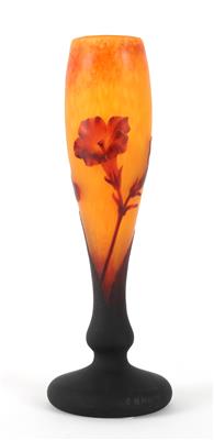 Vase mit Trompetenblumen, Daum, Nancy, 1905/14, - Jugendstil und Kunsthandwerk des 20. Jahrhunderts