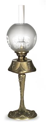 George Leleu (France 1883-1961), an oil lamp with thistle motifs, France, c. 1900 - Jugendstil and 20th Century Arts and Crafts