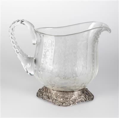 A glass handled jug with a silver base, Germany c. 1900 - Secese a umění 20. století