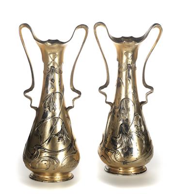 J. R. Hannig, two large double-handled vases, c. 1900 - Jugendstil e arte applicata del XX secolo