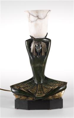 Sibylle May, Lampe in Form einer ägyptischen Frauenfigur mit erhobenen Armen, um 1925/30 - Jugendstil und Kunsthandwerk des 20. Jahrhunderts