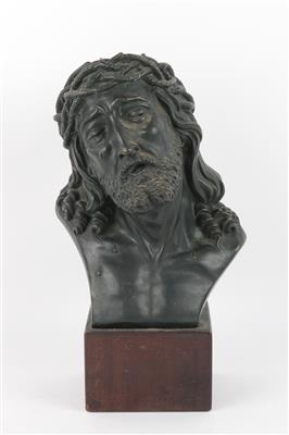 H. Petrilly, Halbplastik aus Bronze mit Christusbüste, um 1930 - Jugendstil e arte applicata del XX secolo