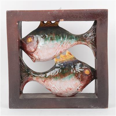 Tierkreiszeichen: Fische, Ausführung: Jihokera Keramik, Böhmen, um 1960/70 - Jugendstil und Kunsthandwerk des 20. Jahrhunderts