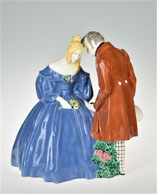Michael Powolny and Berthold Löffler, an amorous couple, designed c. 1907, executed by Vereinigte Wiener und Gmundner Keramik, 1913-19 - Jugendstil and 20th Century Arts and Crafts