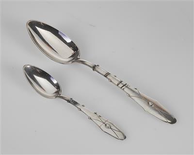 Six coffee spoons and six table spoons, probably Hermann Walter, Bijouterie- und Silberwarenfabrik, Halle an der Saale, c. 1910 - Secese a umění 20. století