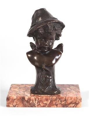 Franz Zelezny (1866-1932), Büste eines Engels mit Hut, Wien, um 1910/20 - Jugendstil und angewandte Kunst des 20. Jahrhunderts