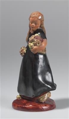 Erika Ilgner (1910 Wien 1945) Mädchenfigur mit Blumen, Wien, um 1930/40 - Jugendstil u. Kunsthandwerk d. 20. Jahrhunderts