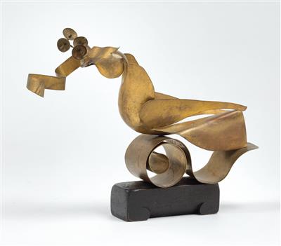 Eugen Mayer, Vogelskulptur mit Blumen und Glückwunschband, Kunstgewerbeschule des Österreichischen Museums für Kunst und Industrie, Wien, um 1925 - Jugendstil and 20th Century Arts and Crafts