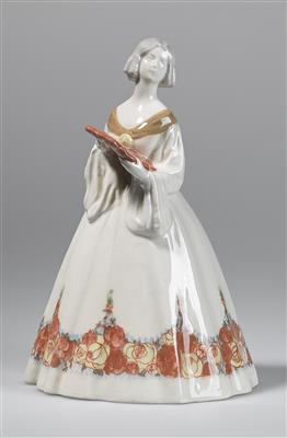 Frau mit Blumenkleid und Fächer, um 1920 - Jugendstil e arte applicata del XX secolo