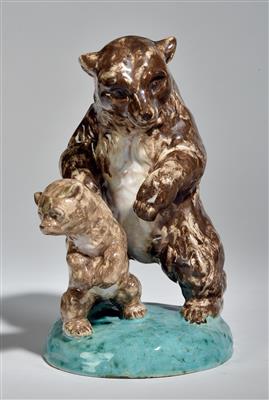 Bärenmutter mit kleinem Bär, Modellnummer: 1042, Firma Wienerberger, Wien - Jugendstil u. Kunsthandwerk d. 20. Jahrhunderts