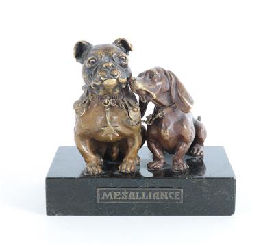 Carl Kauba (Wien 1865-1921), Dackel und Bulldogge "Mesalliance", Wien, um 1900 - Jugendstil und Kunsthandwerk des 20. Jahrhunderts