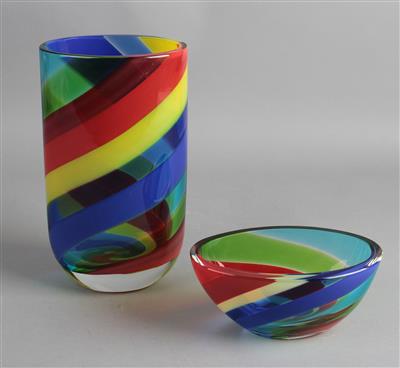 Berit Johansson, Vase und Schale, Salviati, Murano 1992 bzw. 1993 - Kleinode des Jugendstils und angewandte Kunst des 20. Jahrhunderts