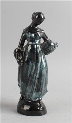 Frauenfigur mit Ährenbündel und Sichel, möglicherweise aus der Serie der "vier Elemente", Wiener Werkstätte, um 1917-20 - Secese a umění 20. století