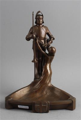 Wiener Rathausmann mit Donaunixe aus Bronze, um 1900 - Secese a umění 20. století