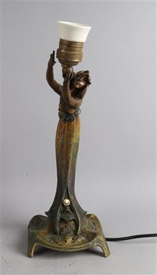 Bronzelampe mit Frauenfigur, Geo Maxim zugeschrieben, um 1900/20 - Jugendstil and 20th Century Arts and Crafts