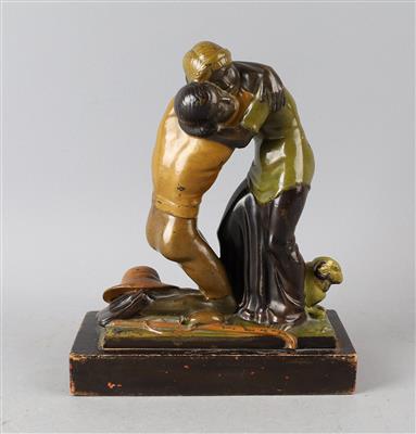 Oscar Thiede (1879-1961), liebevoll sich umarmendes Paar, um 1920 - Kleinode des Jugendstils und angewandte Kunst des 20. Jahrhunderts