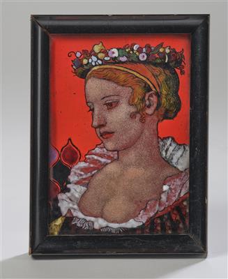 Emaillebild mit Frauenbüste im Profil, um 1930 - Kleinode des Jugendstils und angewandte Kunst des 20. Jahrhunderts
