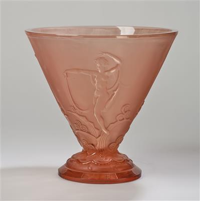 Heinrich Hoffmann, große Art Déco Vase, Firma Curt Schlevogt, Gablonz, um 1935 - Secese a umění 20. století