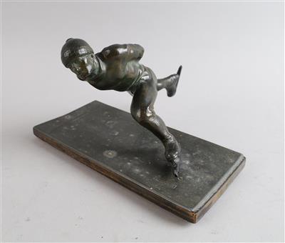 Hugo Uher (1882-1945), Skater (Schlittschuhläufer) aus Bronze, um 1925/30 - Secese a umění 20. století