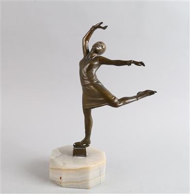 Schlittschuhläuferin aus Bronze, um 1920/30 - Secese a umění 20. století