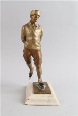 Skater (Schlittschuhläufer) aus patinierter Bronze, Deutschland/Österreich, 1927 - Kleinode des Jugendstils und angewandte Kunst des 20. Jahrhunderts