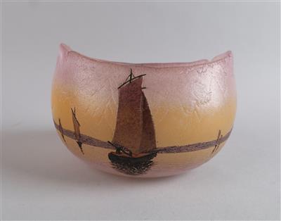 Vase mit Segelbooten, Legras  &  Cie., St. Denis, um 1900/1910 - Kleinode des Jugendstils und angewandte Kunst des 20. Jahrhunderts