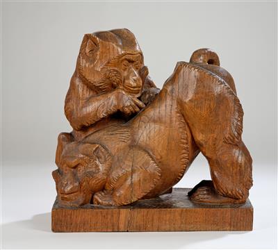 Franz Barwig der Jüngere (Wien, 1903-1985), zwei "sich lausende Affen" - Secese a umění 20. století
