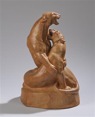 Friedrich Gornik (1877-1943), zwei kämpfende Panther, 1929 - Kleinode des Jugendstils & Angewandte Kunst des 20. Jahrhunderts