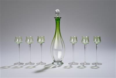 Siebenteilige Likörgarnitur: Karaffe mit sechs Gläsern, um 1900 - Jugendstil and 20th Century Arts and Crafts