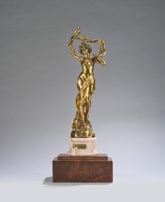 Paladini, a bronze female figure with raised arms and a shawl, inscribed "Zéphir", 1912 - Jugendstil and 20th Century Arts and Crafts