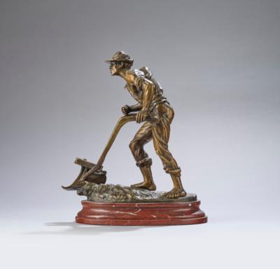 Ruffino Besserdich (1858-1915), bronze figure of a man ploughing, design: Austria, c. 1900/10 - Secese a umění 20. století