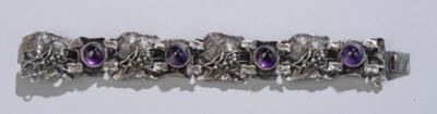 A sterling silver bracelet with abstract sculptural decoration and amethysts, c. 1960/70 - Jugendstil and 20th Century Arts and Crafts