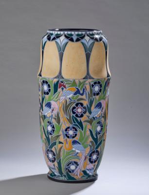 A large floor vase with pelicans and floral motifs, from the Campina series, design attributed to Max von Jungwirth, Amphorawerke Riessner, Stellmacher & Kessel, Thurn-Teplitz, 1918-38 - Secese a umění 20. století