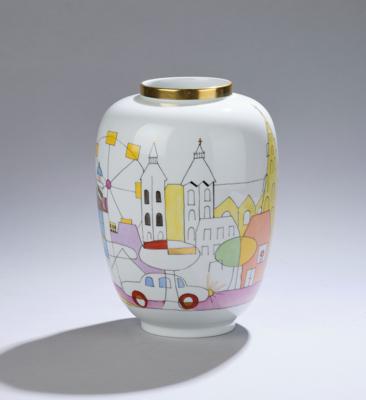 Stefanie Widerlechner (born in Garesnica in 1948), a unique vase 'Wien einmal anders', form number 114, Vienna Porcelain Factory Augarten, 1997 - Secese a umění 20. století