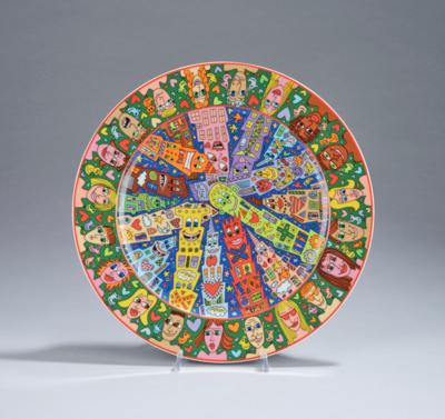 Künstlerteller 'City People', Design: James Rizzi, Ausführung: Firma Rosenthal, Deutschland, limitierte Edition, Nr. 324/1500 - Kleinode des Jugendstils & Angewandte Kunst des 20. Jahrhunderts